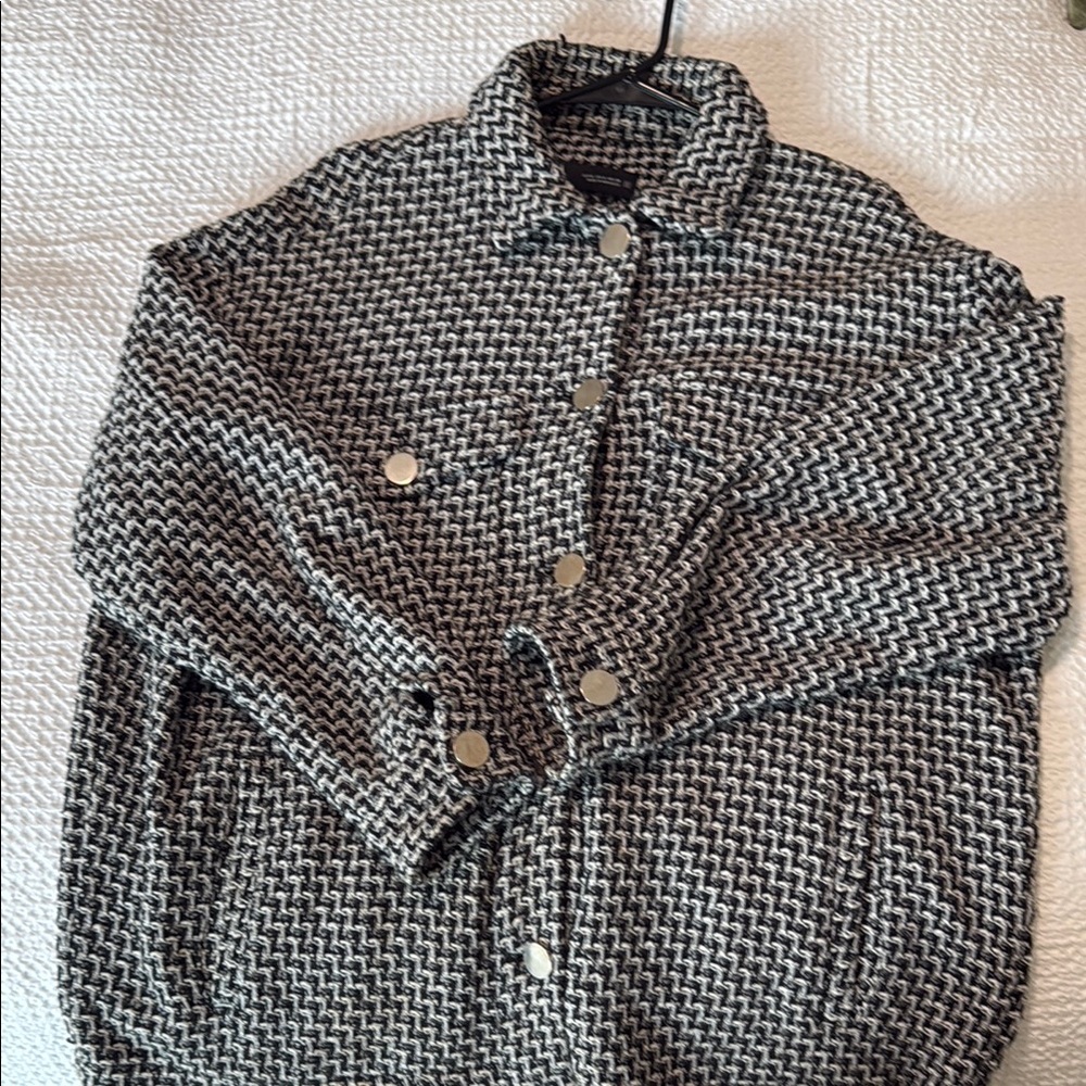 Zara Plaid Oversized Shirt Jacket Size Small